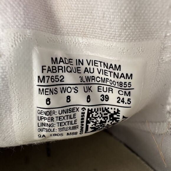 Converse Shoes Mens Size 6‎ Low Top Unisex All Star White Casual Sneakers - Picture 10 of 11